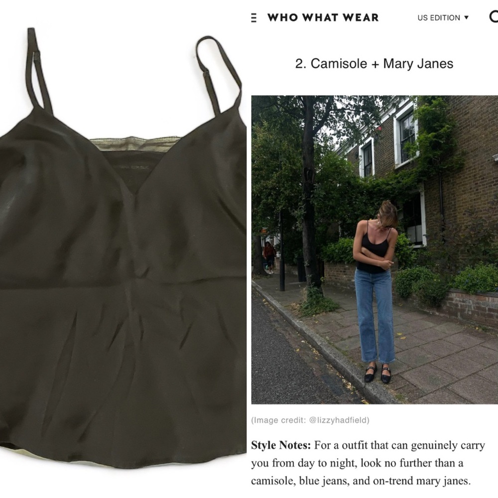 🎉HP🎉 *EUC* RARE Black Silky Camisole w Sheer Insert | Banana Republic | Sz 2P